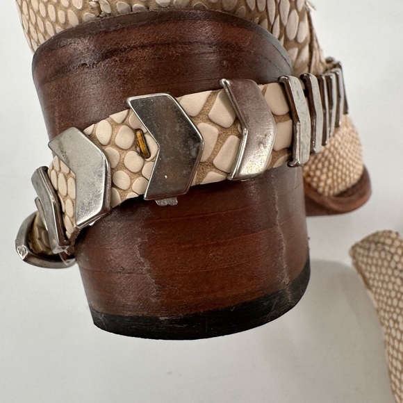 Freebird White Leather Snake Embossed Blade Boho Western Boots 8 - Picture 10 of 12